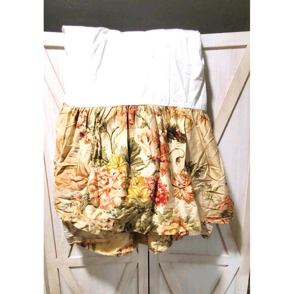 Ralph Lauren QUEEN Bed Skirt Dust Ruffle Sussex Gardens 15in Drop Split VTG - Picture 1 of 5